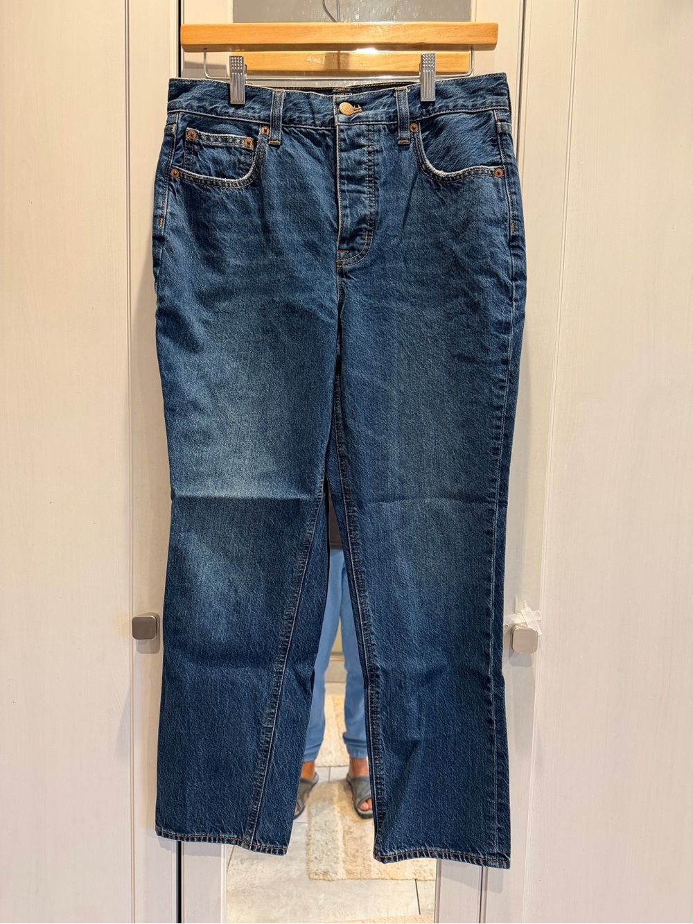 J. Crew Women's Straight-Leg Jeans in Dark Blue Denim